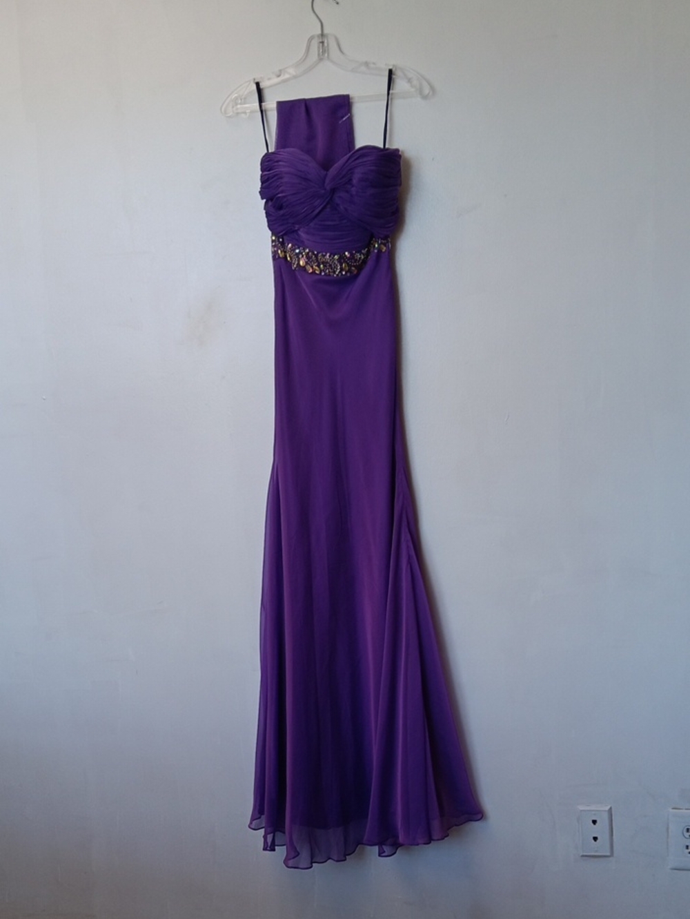 Purple Embellished Strapless Maxi Dress